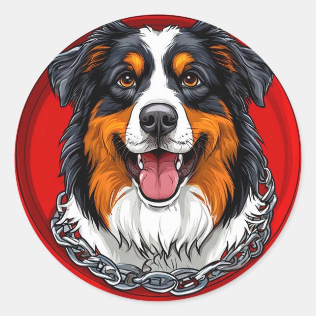 Pegatina Redonda Perro de raza pura genial (Anverso)