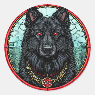 Pegatina Redonda Perro de raza pura genial