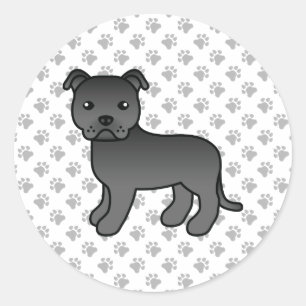 Pegatina Redonda Perro de raza Staffordshire Bull Terrier inglés ne