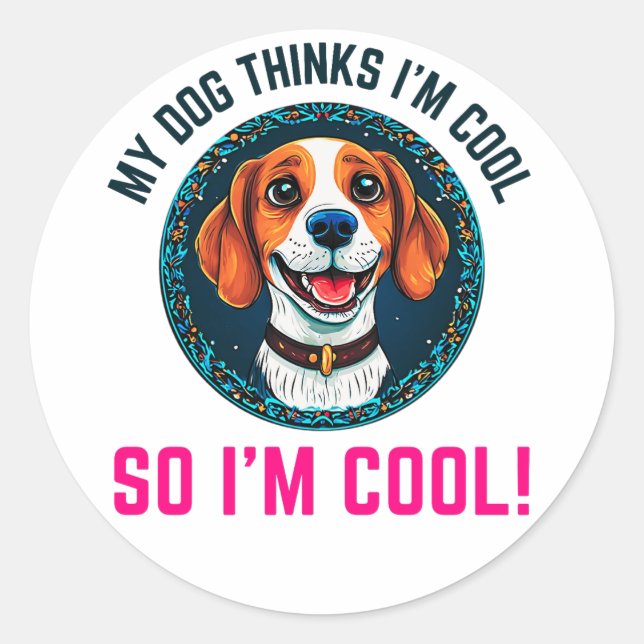 Pegatina Redonda Perro de remolino (Anverso)