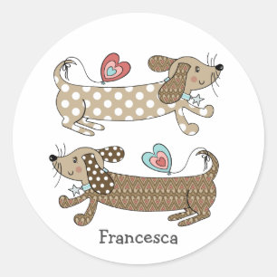 Pegatina Redonda Perro de salchicha personalizado Dachshund