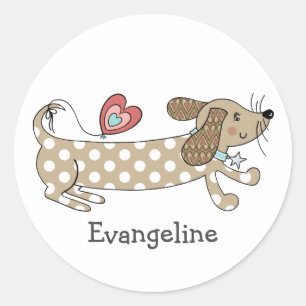 Pegatina Redonda Perro de salchicha personalizado Dachshund
