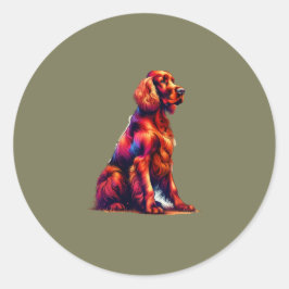 Pegatina Redonda Perro de Setter Irlandés