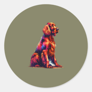 Pegatina Redonda Perro de Setter Irlandés