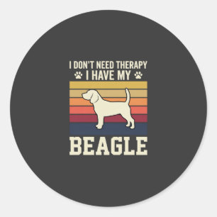 Pegatina Redonda Perro de Terapia Beagle Vintage Retro