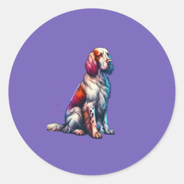 Pegatina Redonda Perro del asiento del inglés