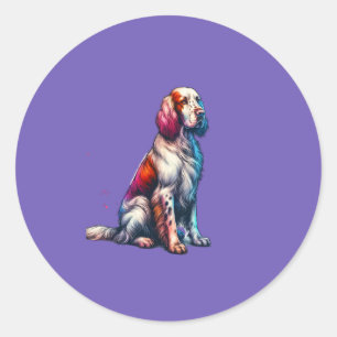 Pegatina Redonda Perro del asiento del inglés