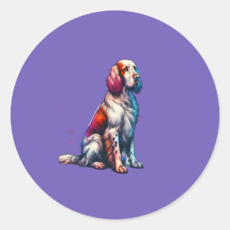 Pegatina Redonda Perro del asiento del inglés