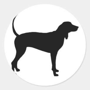 Pegatina Redonda Perro del Coonhound (negro)