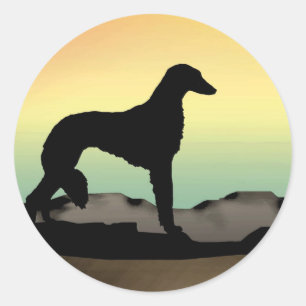 Pegatina Redonda Perro del desierto Saluki