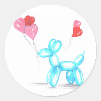 Pegatina Redonda Perro del globo feliz