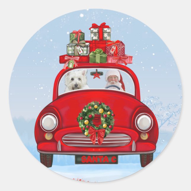 Pegatina Redonda Perro del Territorio Blanco del Oeste de Highland  (Anverso)