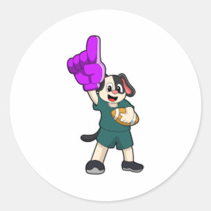 Pegatina Redonda Perro en deportes de fútbol