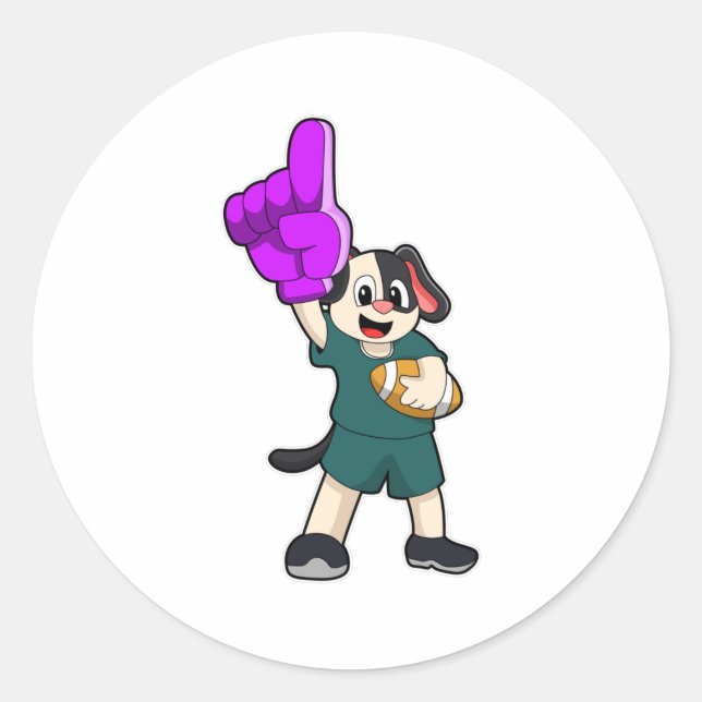 Pegatina Redonda Perro en deportes de fútbol (Anverso)