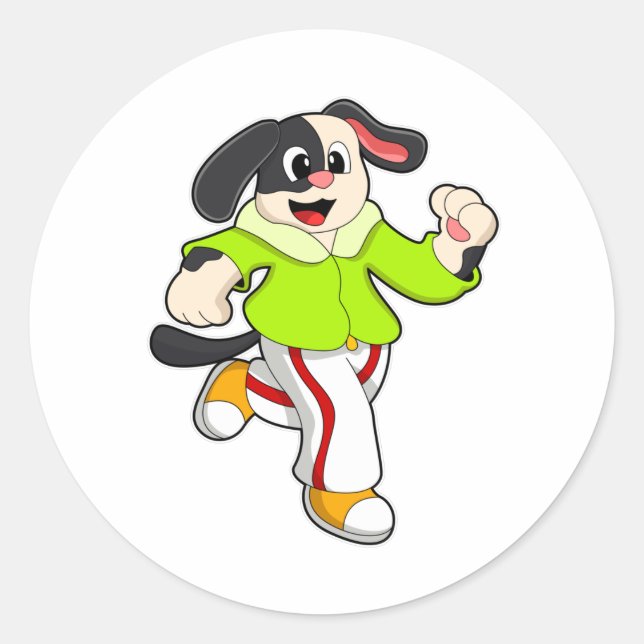 Pegatina Redonda Perro en ejecución (Anverso)
