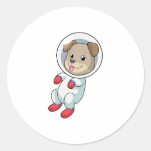Pegatina Redonda Perro en el espacio
