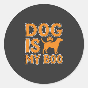Pegatina Redonda Perro Es Mi Boo Halloween Perro