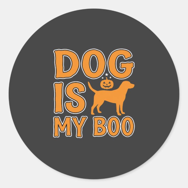Pegatina Redonda Perro Es Mi Boo Halloween Perro (Anverso)