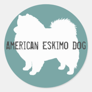 Pegatina Redonda Perro Esquimal Americano