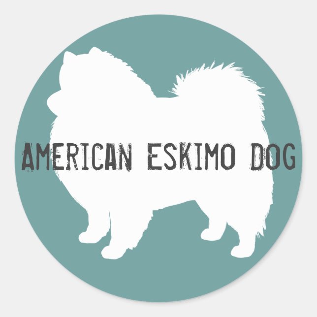 Pegatina Redonda Perro Esquimal Americano (Anverso)