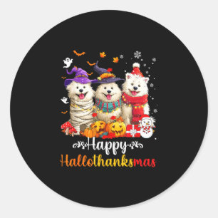 Pegatina Redonda Perro esquimal americano de hombres Navidad Hallow