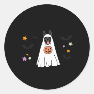 Pegatina Redonda Perro fantasma Boo Pastor Alemán negro Feliz