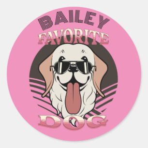 Pegatina Redonda Perro favorito, lindo perro gracioso mamá/papá Per