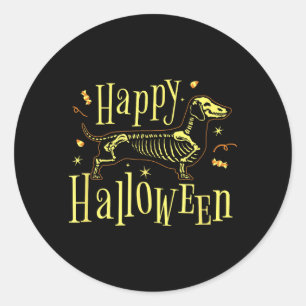 Pegatina Redonda Perro Feliz Halloween - Halloween Divertido