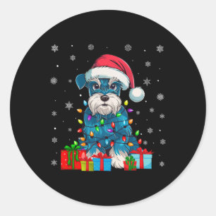 Pegatina Redonda Perro Feo Navidad Enciende Santa Ministra Perro Sc
