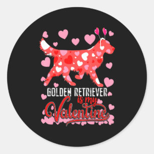 Pegatina Redonda Perro Golden Retriever Divertido Es Mi San Valentí