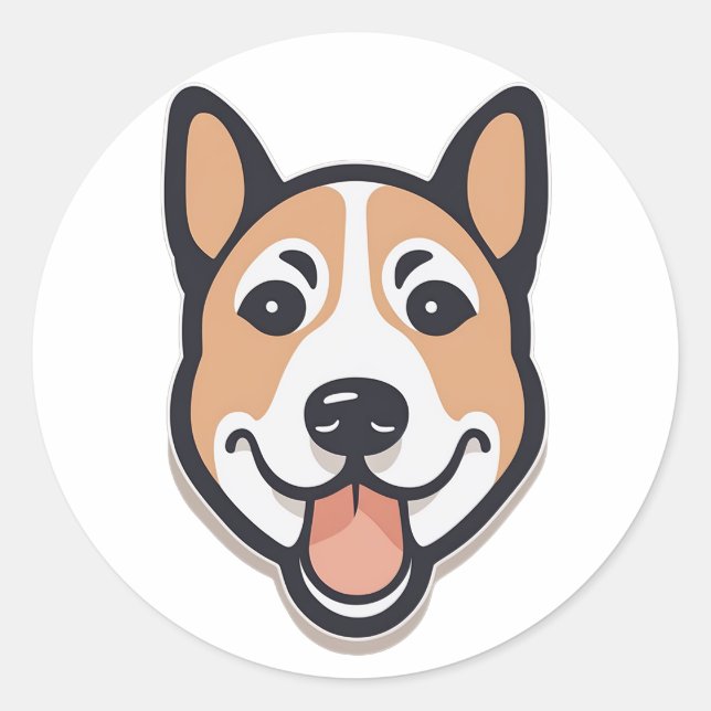 Pegatina Redonda Perro gracioso2 (Anverso)