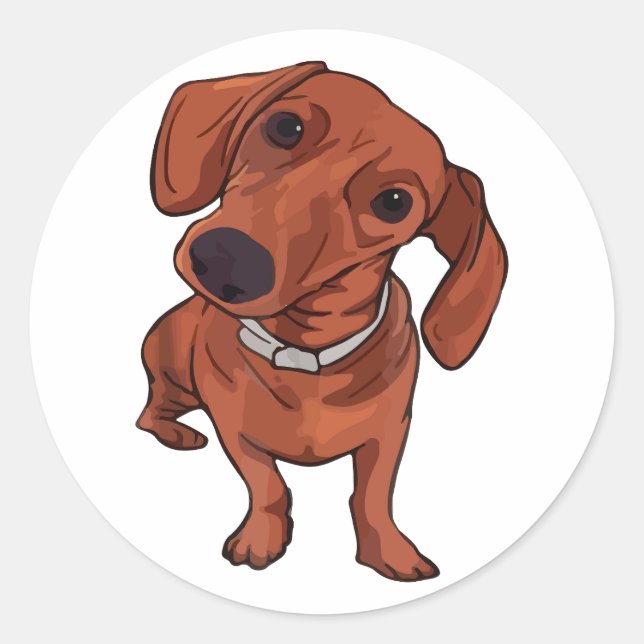 Pegatina Redonda Perro gracioso, amante del perro, dueño del perro, (Anverso)