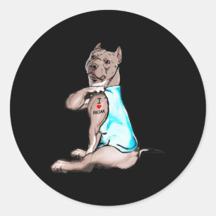 Pegatina Redonda Perro gracioso Pitbull Amo A Mamá Tattoo Perros Am