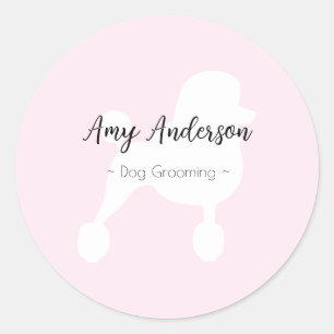 Pegatina Redonda Perro Grooming personalizado