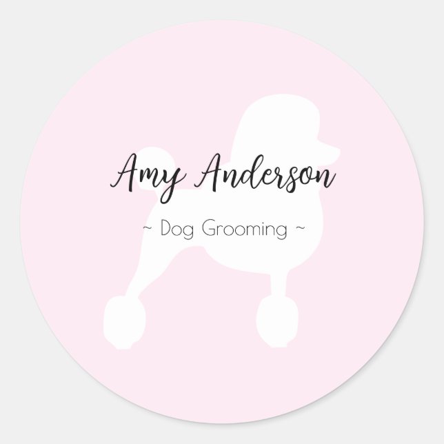 Pegatina Redonda Perro Grooming personalizado (Anverso)