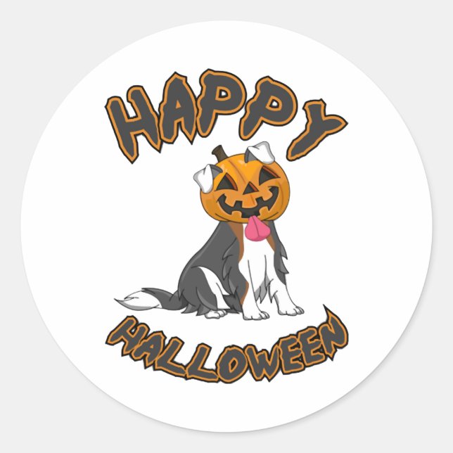 Pegatina Redonda Perro Halloween T ShirtHappy Halloween Perro T Shi (Anverso)