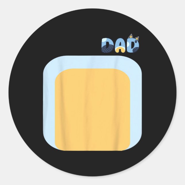 Pegatina Redonda Perro Heeler Azul Papá Costumes Familiares Diy H (Anverso)