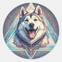 Perro Husky con Formas Geométricas