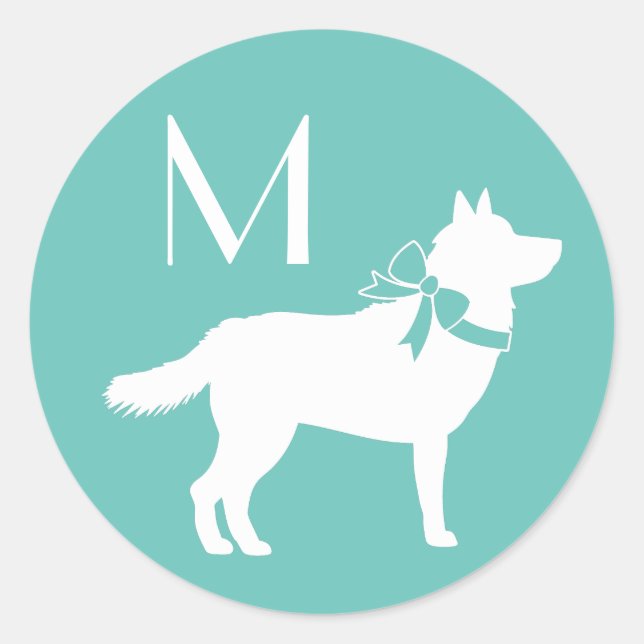 Pegatina Redonda Perro Husky Siberiano Cuppy Malamut (Anverso)