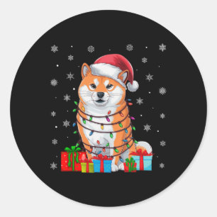Pegatina Redonda Perro Inu Shiba Lucía Noche Feo Santa Shiba Inu Pe