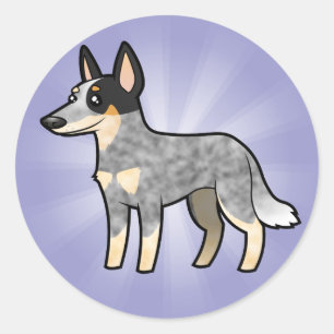 Pegatina Redonda Perro/Kelpie australianos del ganado del dibujo