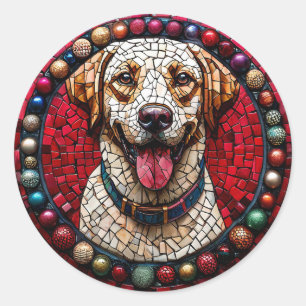 Pegatina Redonda perro labrador de Navidad