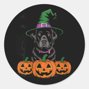 Pegatina Redonda Perro Labrador Retriever Negro de Halloween para M