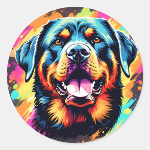 Pegatina Redonda Perro Leal Rottweiler