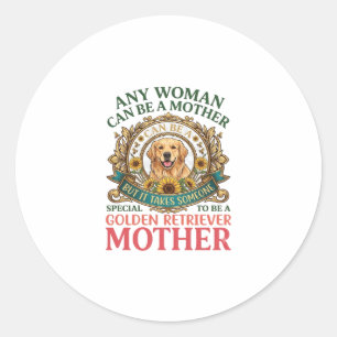 Pegatina Redonda Perro Madre Golden Retriever Girasoles Abejas_1