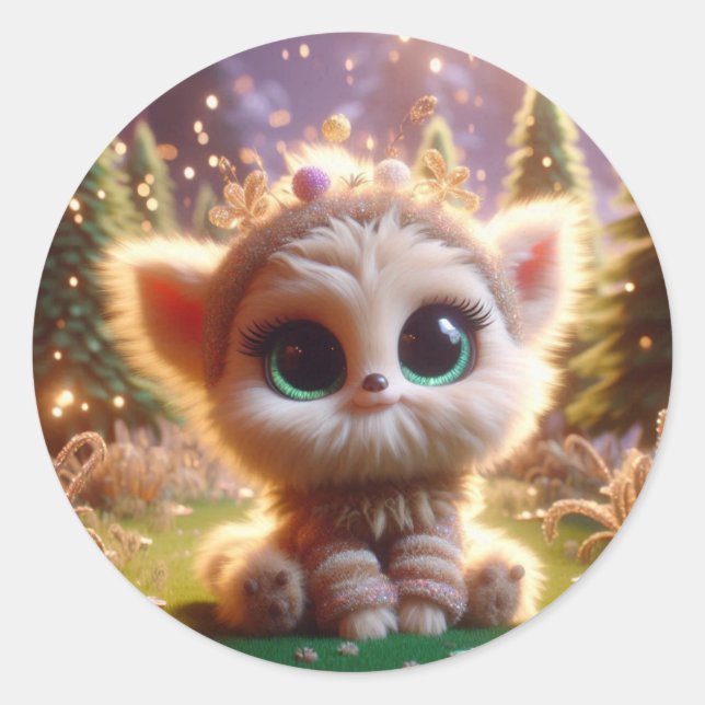 Pegatina Redonda Perro mágico (Anverso)