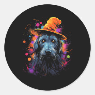 Pegatina Redonda Perro Mascota irlandés Wolfhound Halloween
