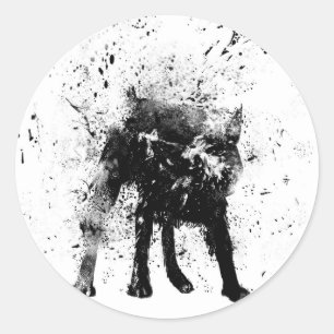 Pegatina Redonda perro mojado