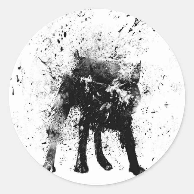 Pegatina Redonda perro mojado (Anverso)