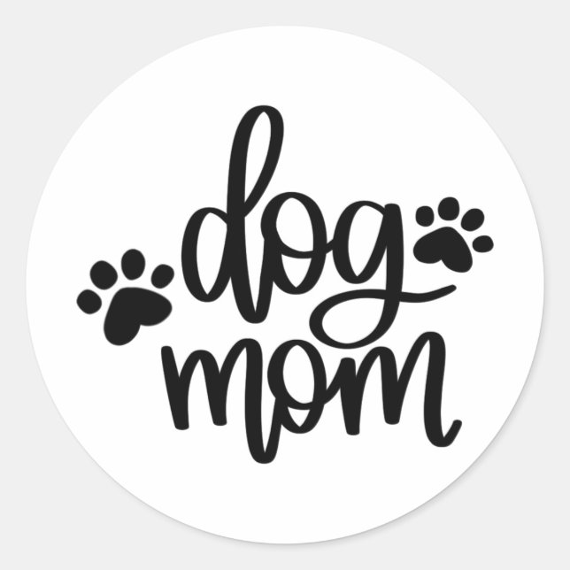 Pegatina Redonda Perro Mom Paws (Anverso)